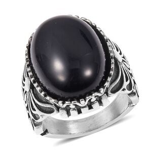 Black Agate Ring Black Oxidized Size 9